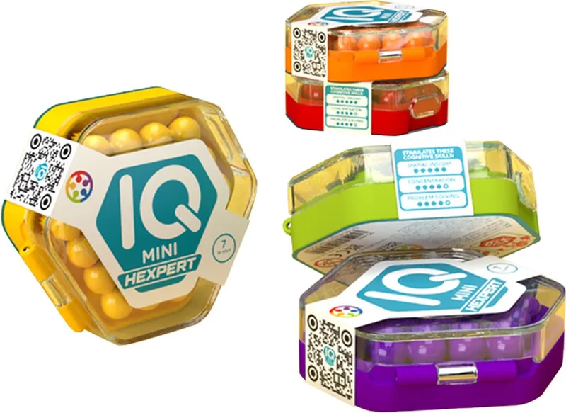 IQ Mini Hexpert - Zakformaat Denkspel & Reispuzzel - 120 Opdrachten met Zeshoekig Grid - Educatief Solospel - Vanaf 7 Jaar van SmartGames – doos