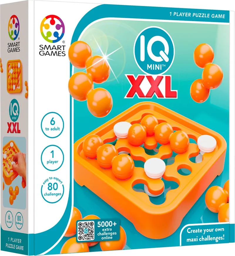 IQ Mini XXL - Groot Logisch Denkspel - Eindeloze Uitdagingen met Verschuifbare Blockers - Educatief Solospel - Vanaf 6 Jaar van SmartGames, editie Meerkleurig – doos