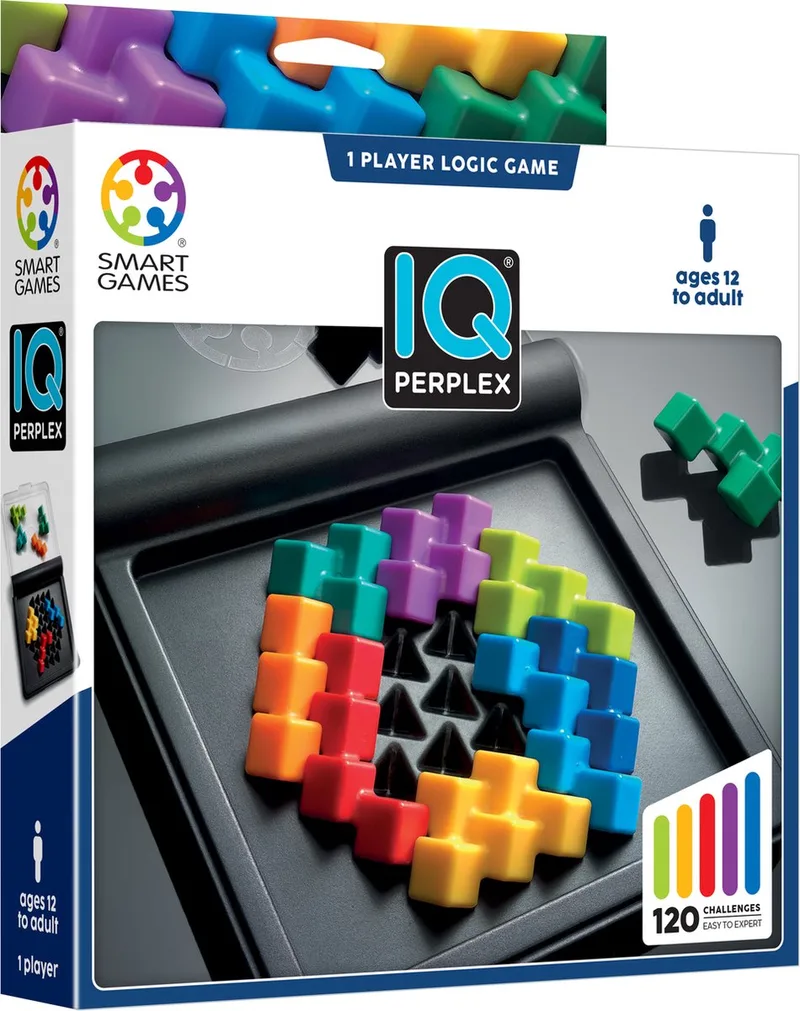 IQ Perplex - Logisch Denkspel & Reispuzzel - 120 Opdrachten met Verrassende Vormen - Educatief Solospel - Vanaf 12 Jaar van SmartGames – doos