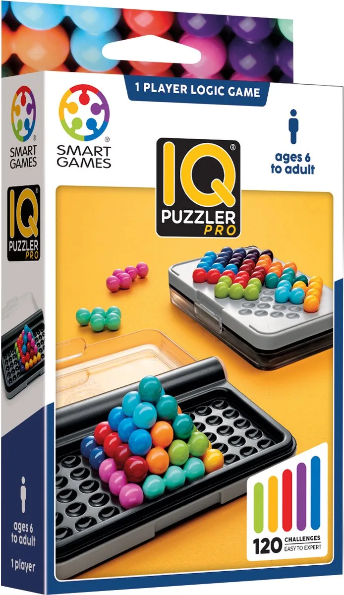 IQ Puzzler Pro - Logisch Denkspel & Reispuzzel - 120 Opdrachten in 2D en 3D - Educatief Solospel voor Kinderen en Volwassenen - Vanaf 6 Jaar van SmartGames – doos