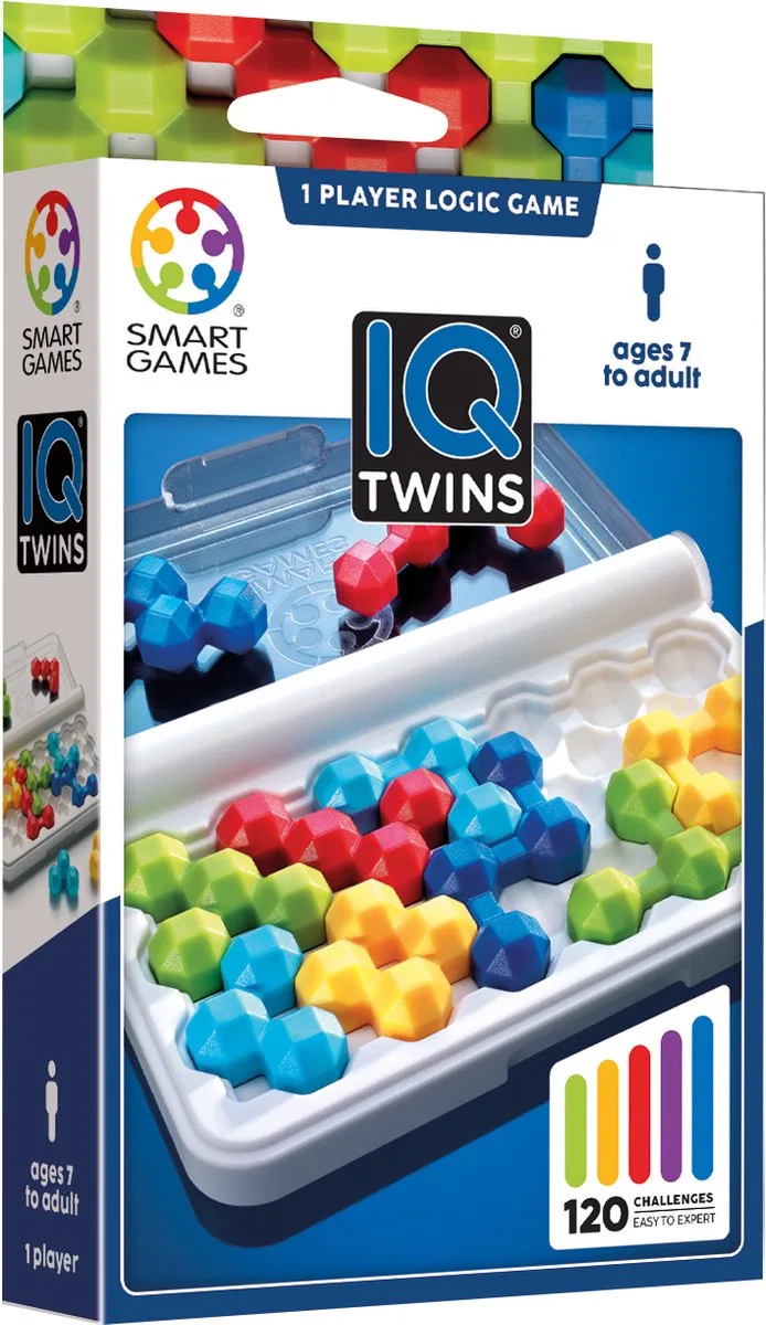 IQ Twins - Logisch Denkspel & Reispuzzel - 120 Opdrachten met Tweelingstukken - Educatief Solospel - Vanaf 7 Jaar von SmartGames – Schachtel