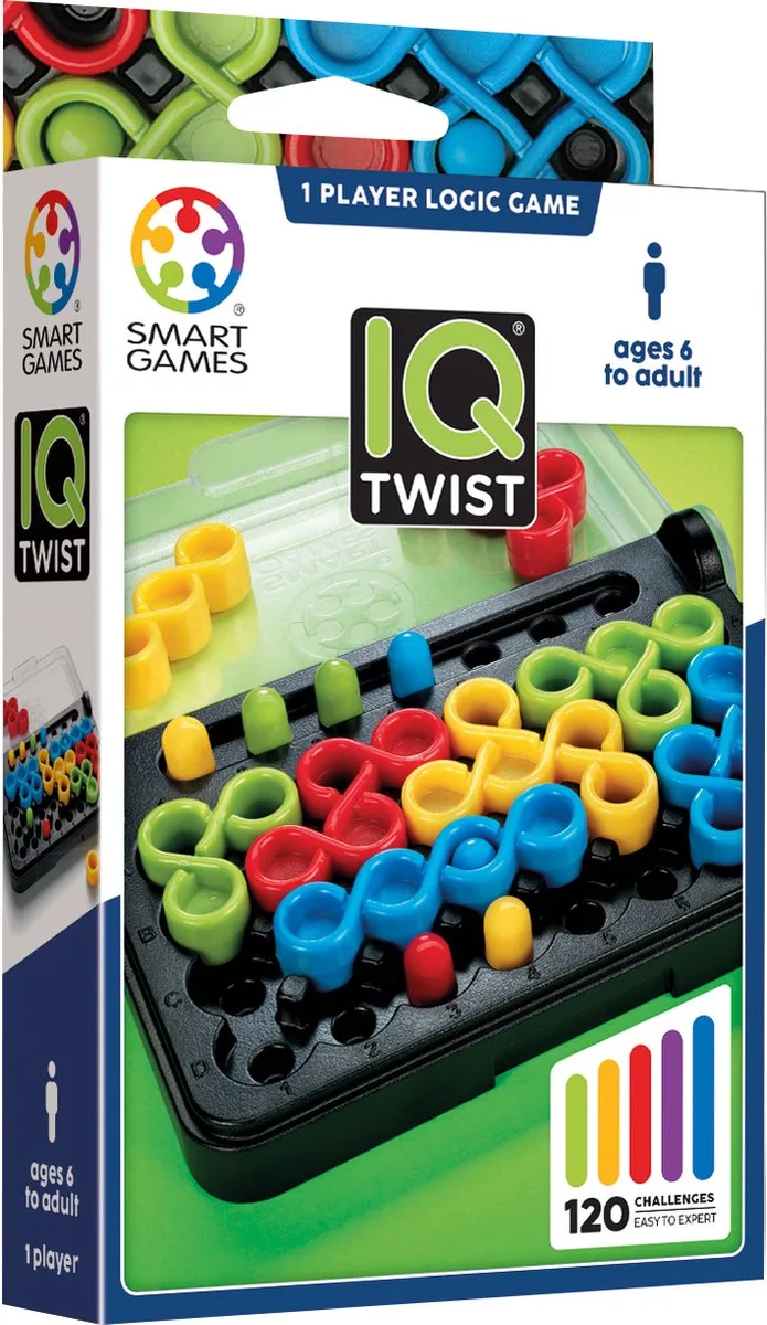 IQ Twist - Logisch Denkspel & Reispuzzel - 120 Opdrachten met Pinnen en Gaten - Educatief Solospel - Vanaf 6 Jaar van SmartGames – doos