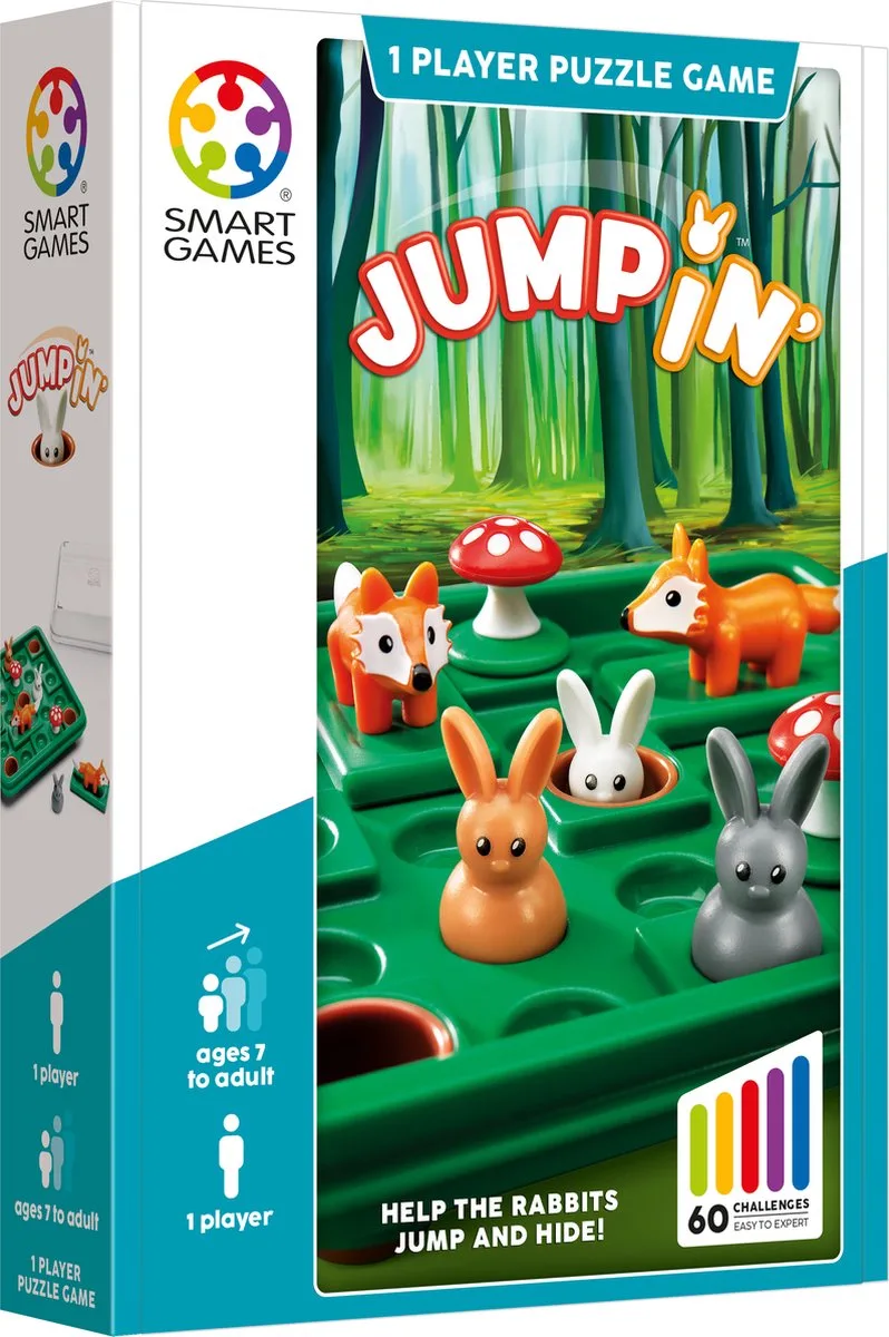Jump In' - Logisch Denkspel - Breinbreker met 60 Uitdagingen - Compact Reisspel & Solospel voor Kinderen & Volwassenen - Vanaf 7 Jaar von SmartGames – Schachtel