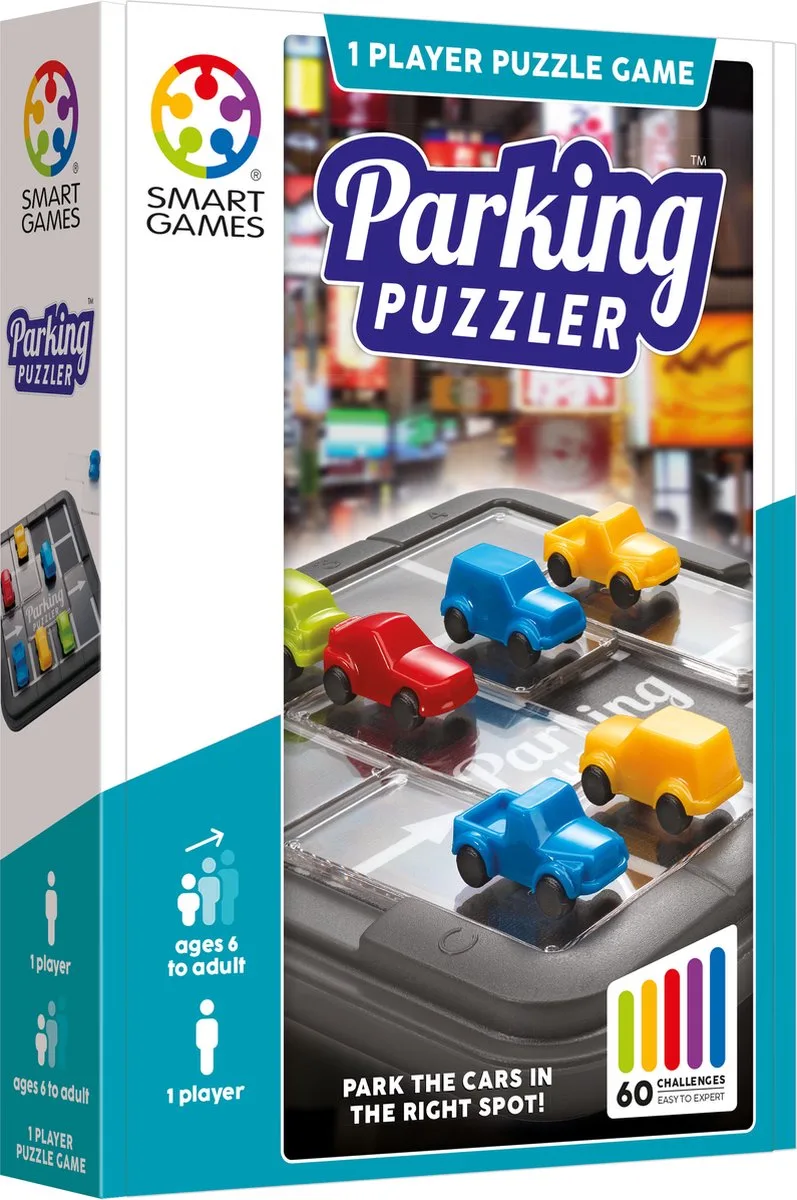 Parking Puzzler - Magnetisch Denkspel & Breinbreker - 60 Uitdagende Opdrachten - Compact Reisspel - Vanaf 6 Jaar van SmartGames – doos