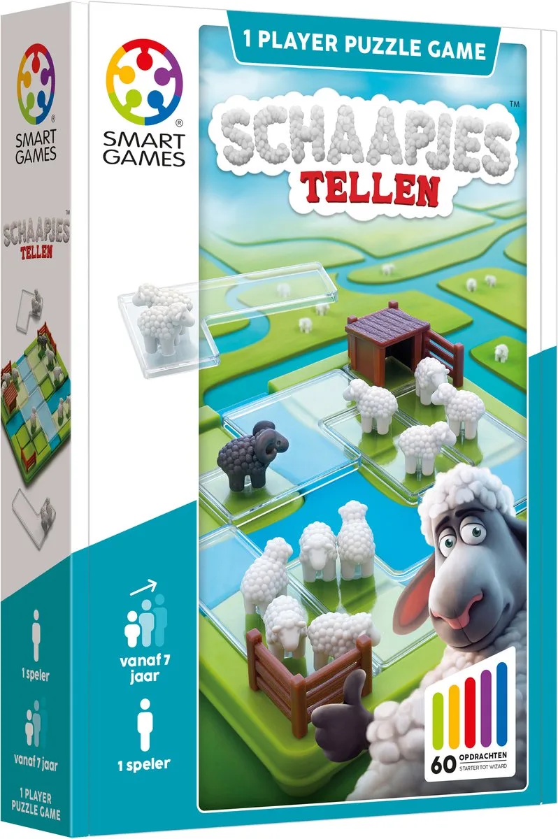 Schaapjes Tellen - 60 Opdrachten - Logisch Denkspel voor Dierenvrienden - Compact Solospel voor Kinderen & Volwassenen - Vanaf 7 Jaar von SmartGames – Schachtel
