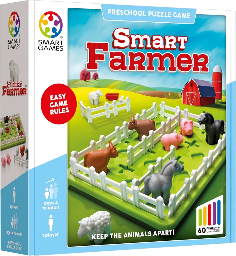 Smart Farmer – Logisch Denkspel in Boerderijthema – 60 educatieve uitdagingen – Solospel voor jonge kinderen – Vanaf 5 jaar von SmartGames – Schachtel