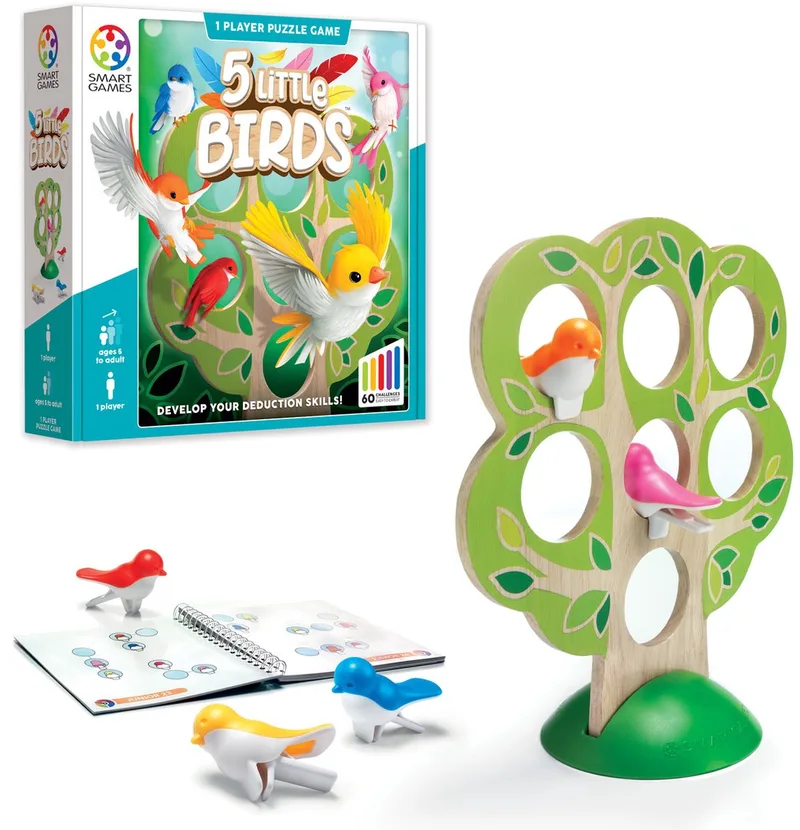SmartGames 5 Little Birds - Houten Logisch Denkspel - 60 Educatieve Breinbrekers - Solospel voor Kleuters & Lagere School - Vanaf 5 Jaar van SmartGames – doos