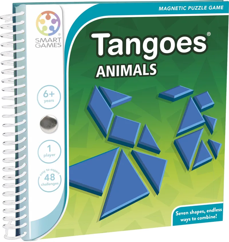 Tangoes Animals - Magnetisch Tangram Puzzelspel - 48 Uitdagende Opdrachten - Compact Reisspel & Solopuzzel - Vanaf 6 Jaar von SmartGames – Schachtel