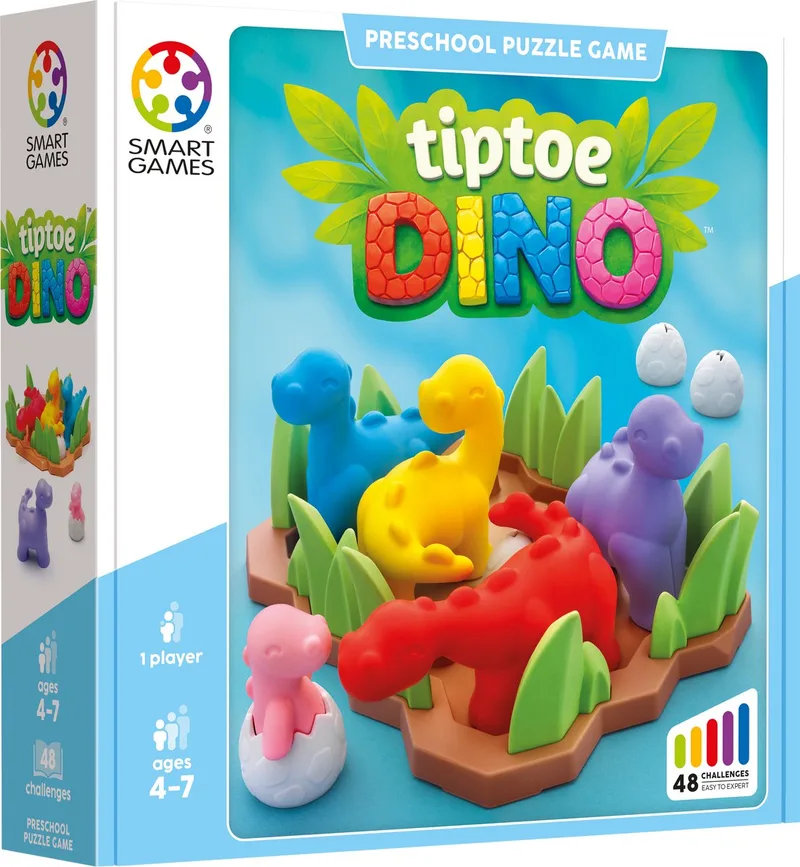 Tiptoe Dino - 3D Logisch Denkspel - 48 Educatieve Puzzelopdrachten - Solospel voor Kleuters & Jonge Kinderen - Vanaf 4 Jaar from SmartGames – box