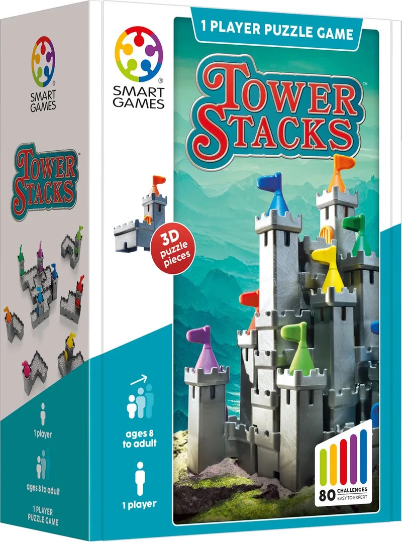 Tower Stacks - 3D Logisch Denkspel - 80 Opdrachten - Ruimtelijk inzicht - Solospel - Vanaf 7 Jaar from SmartGames – box