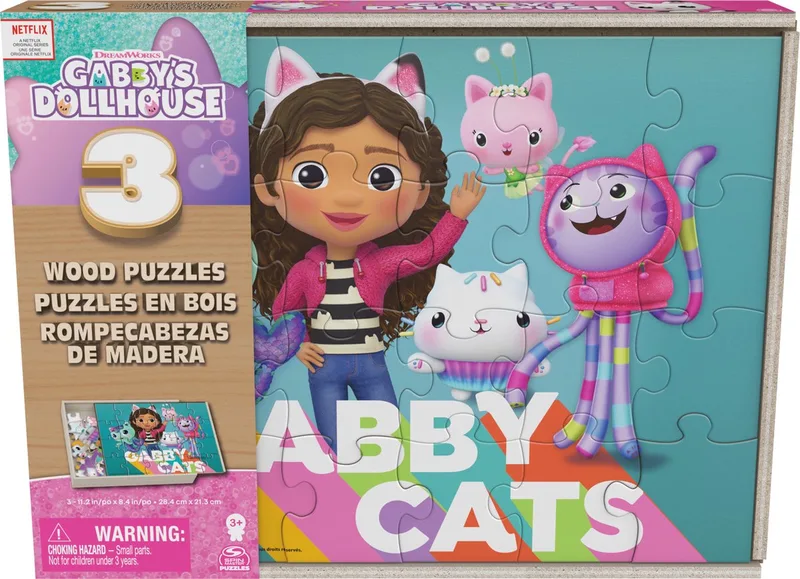 Gabby's Poppenhuis - 3 houten puzzels - 3 x 24 stuks van Spin Master Games, editie Meerkleurig – doos