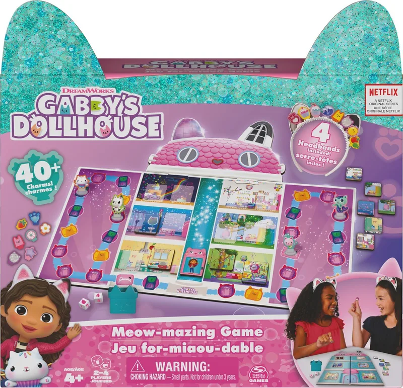 Gabby's Poppenhuis Bordspel - Met 4 kattenoorhoofdbanden de Spin Master Games – boîte