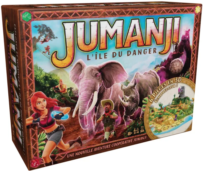 Jumanji Stampede coöperatief bordspel, 3D-avonturenspel gebaseerd op de actie-komediefilm, spelletjesavond met het hele gezin de Spin Master Games – boîte