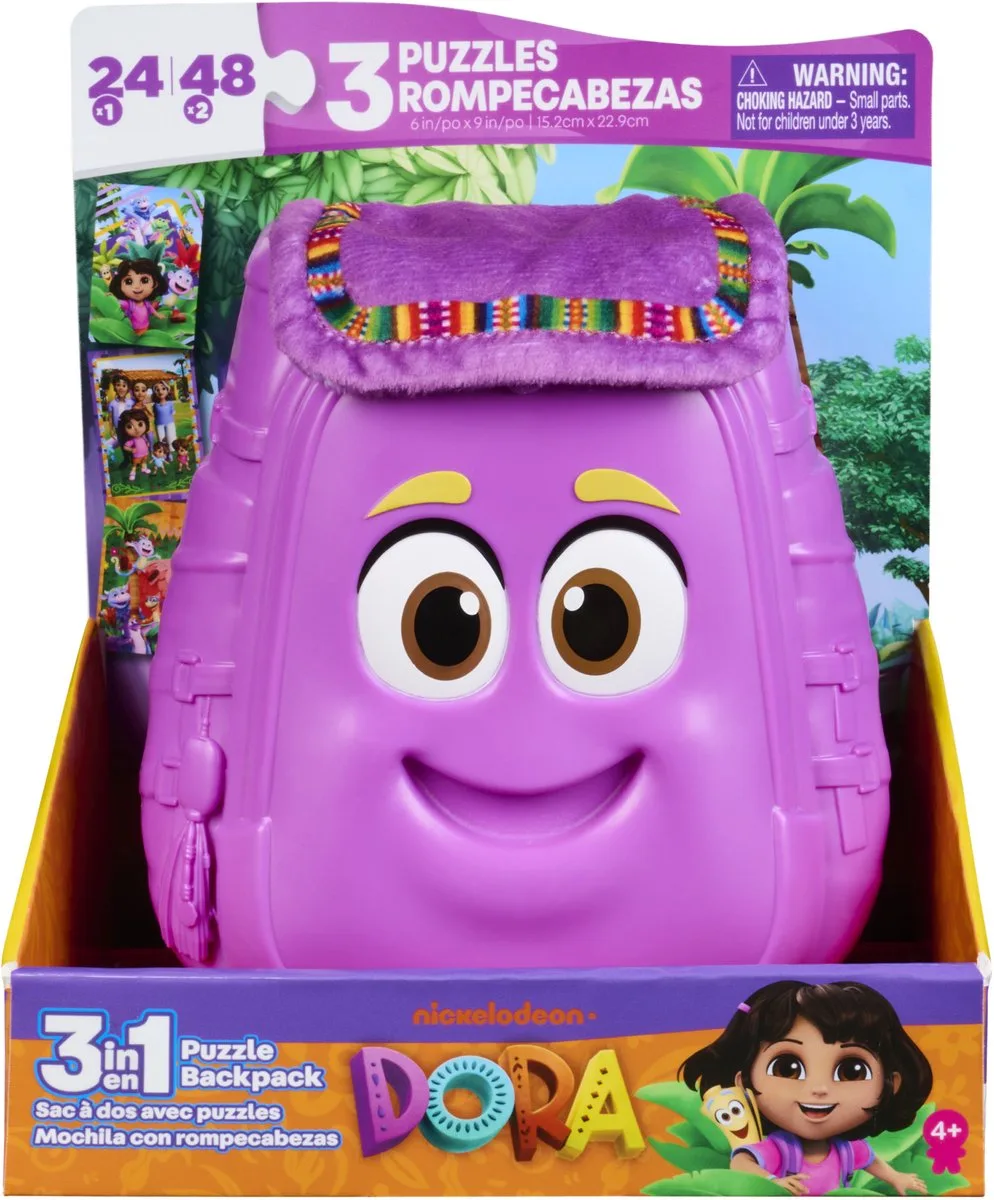 panoramische 3-in-1 Dora-puzzel, 24 en 48 stukken, kinderpuzzel, schermloze STEM-activiteit från Spin Master Games, utgåva Flerfärgad – kartong