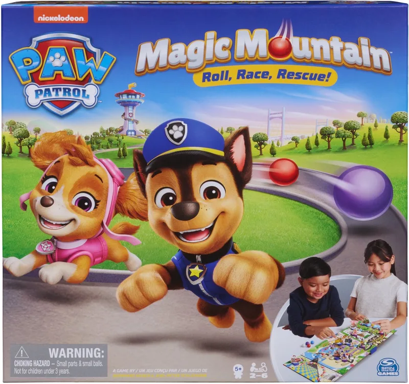 PAW Patrol Magic Mountain spel - PAW Patrol-spel met Chase, Marshall, Skye, Rubble en meer, makkelijk activiteitenspeelgoed voor kinderen, plezier voor kinderen en gezin, 2-6 spelers de Spin Master Games – boîte