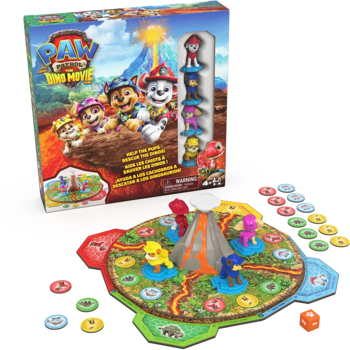 PAW Patrol: The Dino Movie-spel met draaiende vulkaan bordspel om dinosaurussen te redden met Chase Marshall Skye en Rubble 2-4 spelers från Spin Master Games – kartong