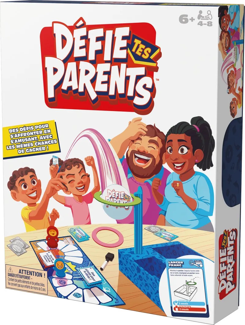 Versla je ouders! Editie 2025 met nieuwe uitdagingen en kaarten, vriendschappelijk familiespel, leuke activiteit voor kinderen, volwassenen en spelletjesavond met het hele gezin, 4-8 spelers de Spin Master Games – boîte