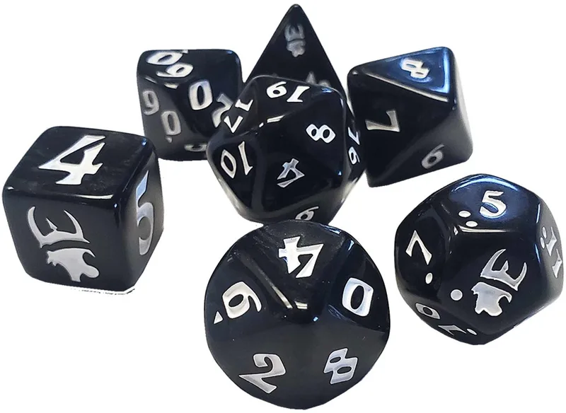 Munchkin Polyhedral Dice Set Black/White - Steve Jackson Games from Steve Jackson Games, Multicolor edition – box