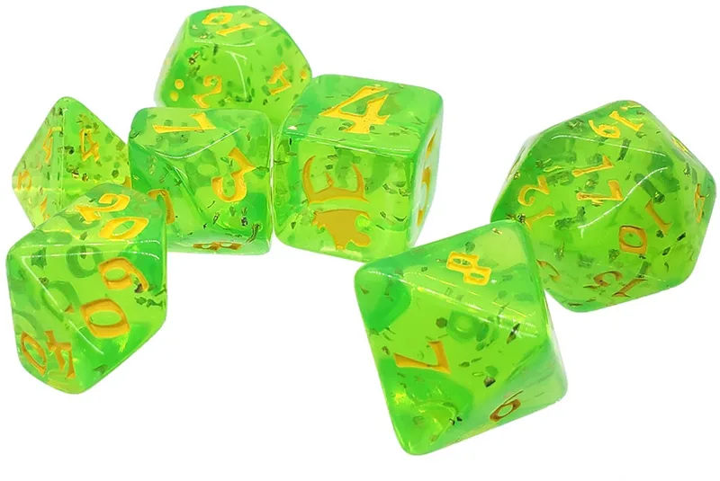 Munchkin Polyhedral Dice Set Green/Yellow - Steve Jackson Games von Steve Jackson Games, Ausgabe Multicolor – Schachtel