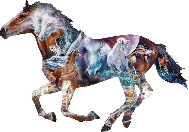 Legpuzzel - Contourpuzzel - 800 stukjes - The Mystery of the Horse -Sunsout from SunsOut, Multicolour edition – box