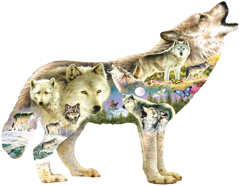 Legpuzzel - Speciale vorm met 750 XXL stukjes - Meadow Wolf from SunsOut, Multicolour edition – box