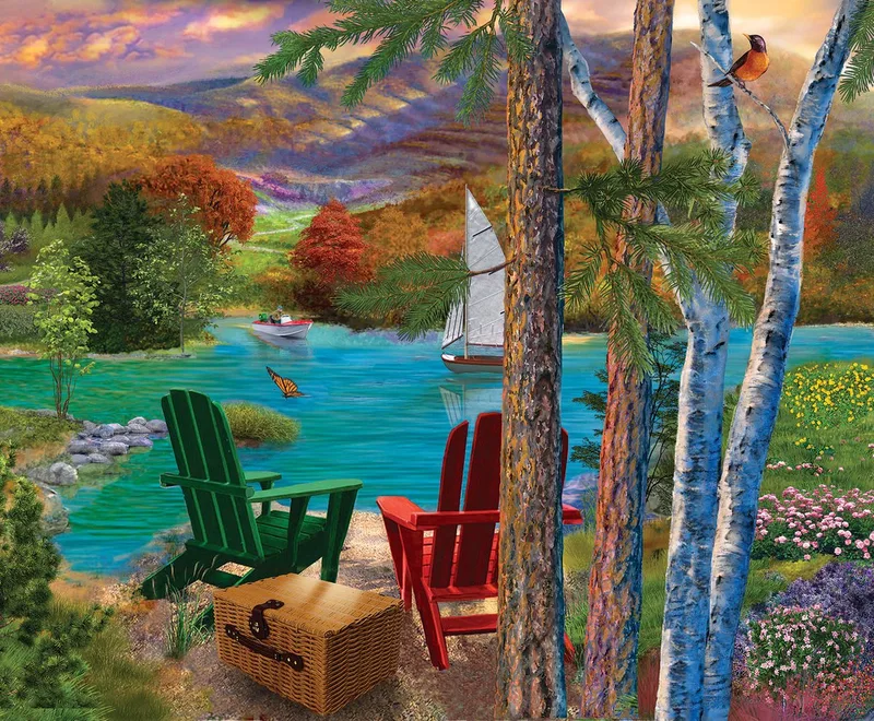 puzzel 1000 stukjes "Lakeside view" from SunsOut, Multicolour edition – box