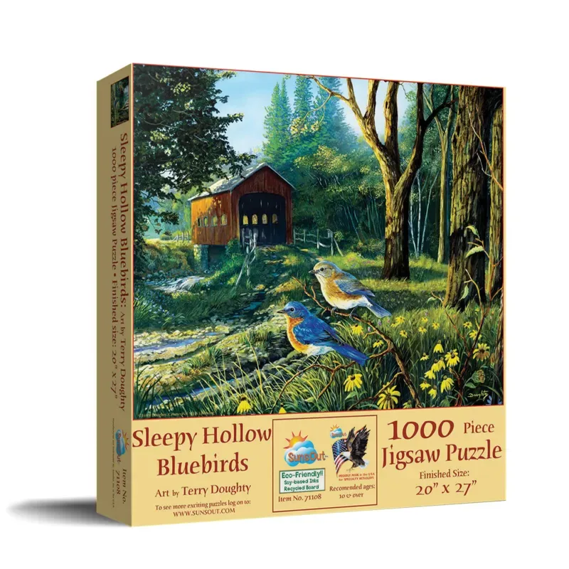 puzzel Terry Doughty - legpuzzel Sleepy Hollow Blue Birds 1000 stukjes. van SunsOut, editie Meerkleurig – doos 2 van 2