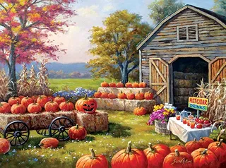 Puzzle Citrouilles à Vendre - 1000 pièces de SunsOut – boîte 1 sur 2