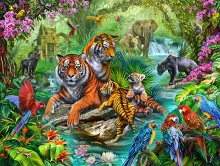 Puzzle La Jungle des Tigres - 500 à 999 pièces van SunsOut – doos 1 van 2