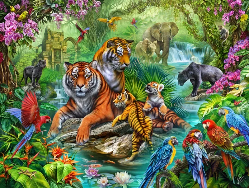 Puzzle La Jungle des Tigres - 500 à 999 pièces van SunsOut – doos 1 van 2
