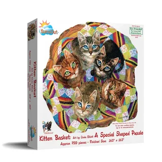 Puzzle Linda Elliot - Kitten Basket - 500 à 999 pièces de SunsOut – boîte 2 sur 2