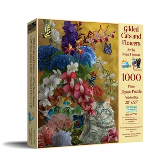 Puzzle Nene Thomas - Gilded Cats and Flowers - 1000 pièces de SunsOut – boîte 2 sur 2