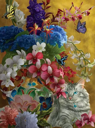 Puzzle Nene Thomas - Gilded Cats and Flowers - 1000 pièces de SunsOut – boîte 1 sur 2