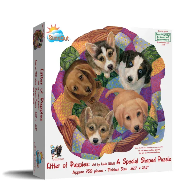 Puzzle Panier de Chiots - 500 à 999 pièces de SunsOut – boîte 2 sur 2