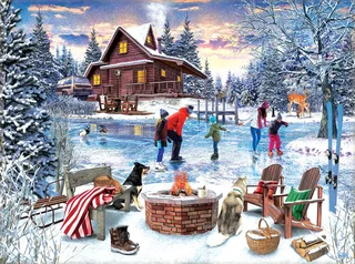 Puzzle Patineurs près du Feu - 1000 pièces van SunsOut – doos 1 van 2