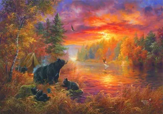 Puzzle Pièces XXL - Camp de Pêche - 500 à 999 pièces van SunsOut – doos 1 van 2