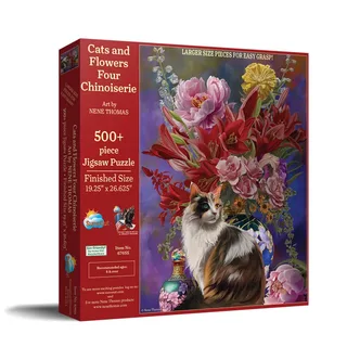 Puzzle Pièces XXL - Chat et Fleurs Asiatiques - 500 à 999 pièces van SunsOut – doos 2 van 2