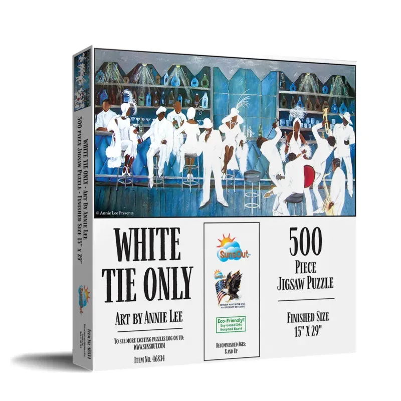 Puzzle Pièces XXL - Cravate Blanche Obligatoire - 500 à 999 pièces de SunsOut – boîte 2 sur 2