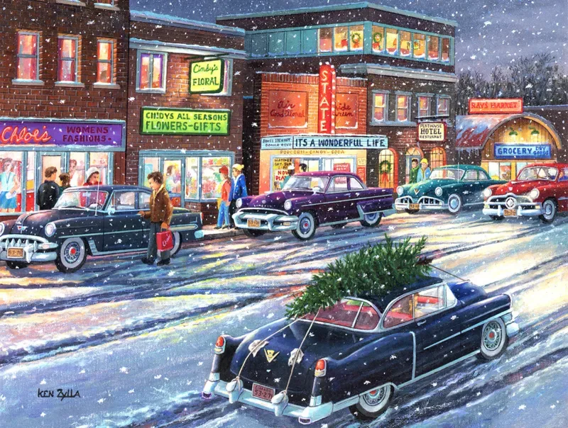 Puzzle Pièces XXL - Crépuscule de Noêl au Centre-Ville - 500 à 999 pièces van SunsOut – doos 1 van 2