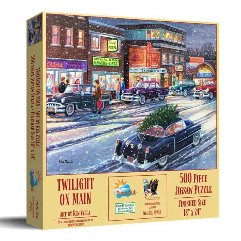 Puzzle Pièces XXL - Crépuscule de Noêl au Centre-Ville - 500 à 999 pièces van SunsOut – doos 2 van 2