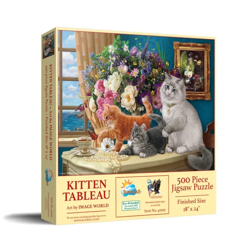 Puzzle Pièces XXL - Le Tableau des Chatons - 500 à 999 pièces de SunsOut – boîte 2 sur 2