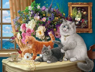 Puzzle Pièces XXL - Le Tableau des Chatons - 500 à 999 pièces de SunsOut – boîte 1 sur 2