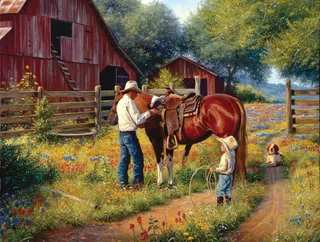 Puzzle Pièces XXL - Mark Keathley - Learning the Ropes - 500 à 999 pièces van SunsOut – doos 1 van 2