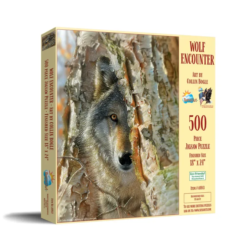Puzzle Pièces XXL - Rencontre avec un Loup - 500 à 999 pièces de SunsOut – boîte 2 sur 2