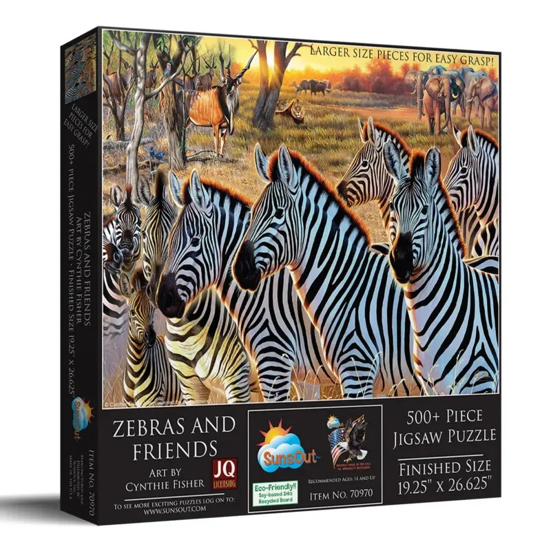 Puzzle Pièces XXL - Zèbres Et Amis - 500 à 999 pièces de SunsOut – boîte 2 sur 2