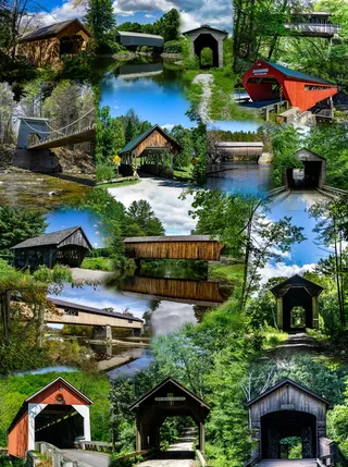 Puzzle Ponts Couverts de Nouvelle-Angleterre - 1000 pièces de SunsOut – boîte 1 sur 2