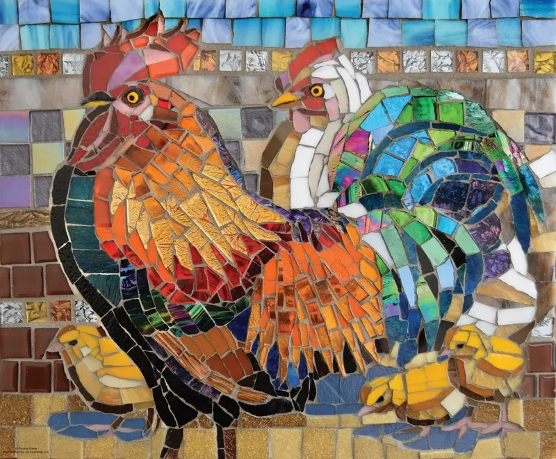 Puzzle Stained Glass Chickens - 1000 pièces van SunsOut – doos 1 van 2