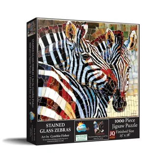Puzzle Stained Glass Zebras - 1000 pièces de SunsOut – boîte 2 sur 2