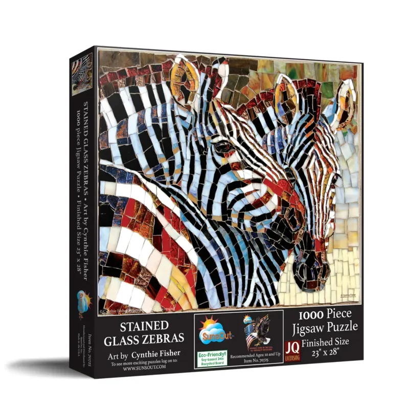 Puzzle Stained Glass Zebras - 1000 pièces de SunsOut – boîte 2 sur 2