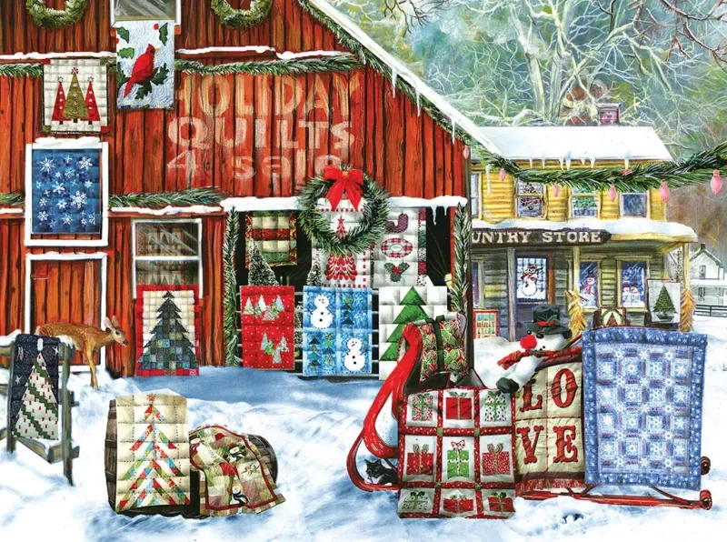 Puzzle Tom Wood - Holiday Quilts - 1000 pièces from SunsOut – box 1 of 2